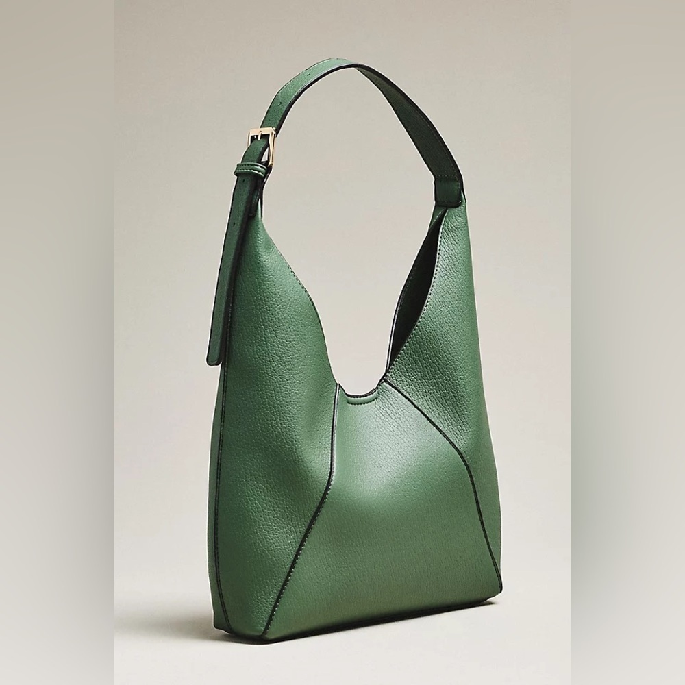 NWT new Anthropologie Mali + Lili vegan leather triangle bag green black purse